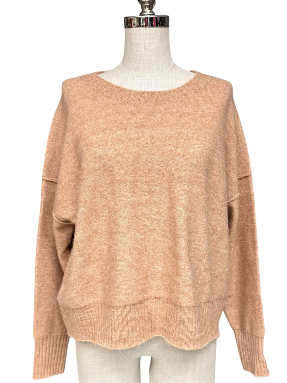 Lucky Brand Camel Crewneck Sweater Soft Knit Pullover Size L NWT - Picture 1 of 11